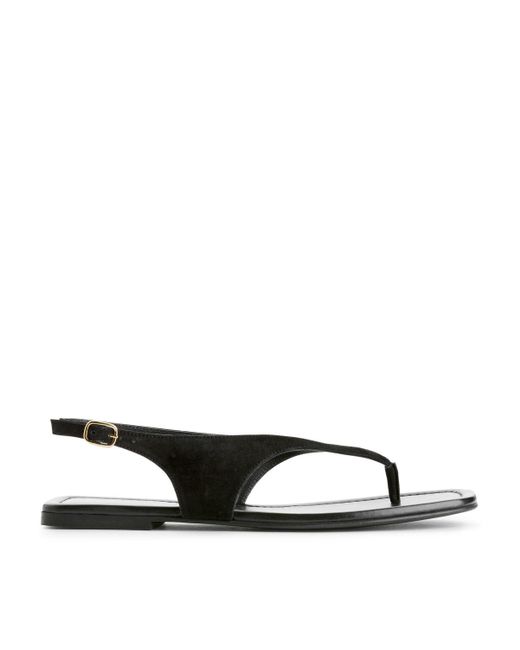 ARKET Black Suede Thong Sandals