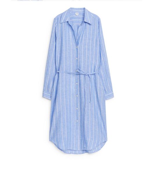 ARKET Blue Linen Shirt Dress