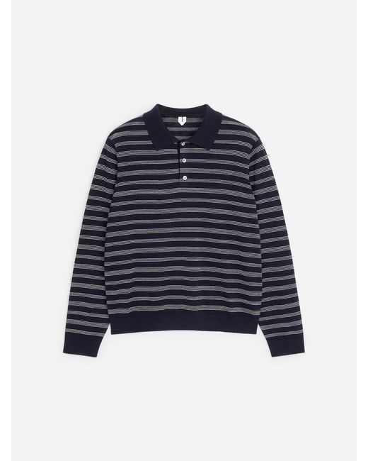 ARKET Blue Merino Polo Jumper for men