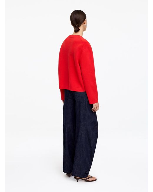 ARKET Red V-Neck Cotton Jumper