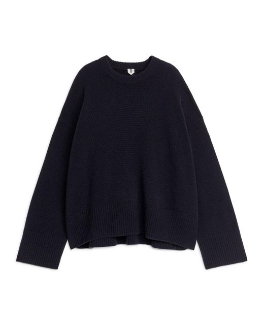 ARKET Blue Relaxed Cashmere-wool Jumper