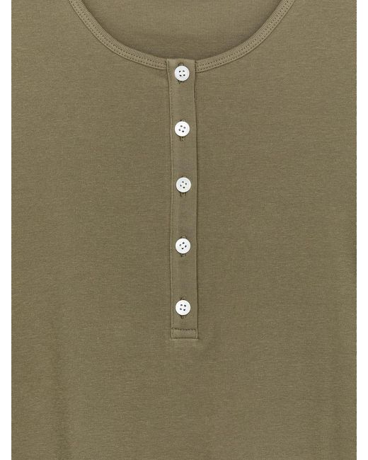 ARKET Green Ribbed Henley Top