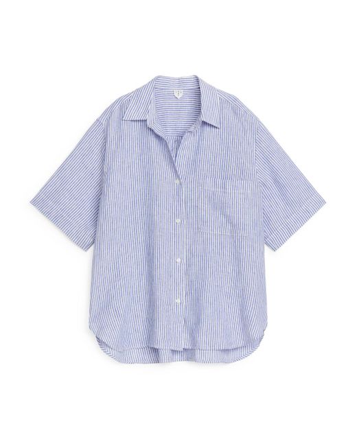 ARKET Blue Linen Resort Shirt