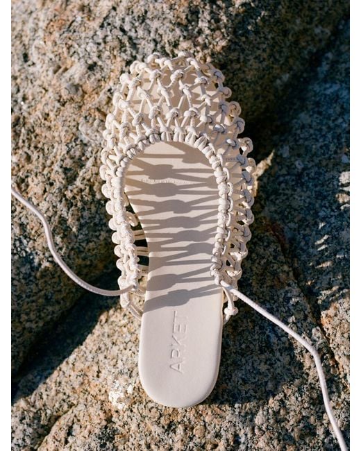 ARKET White Woven Leather Slingback Flats