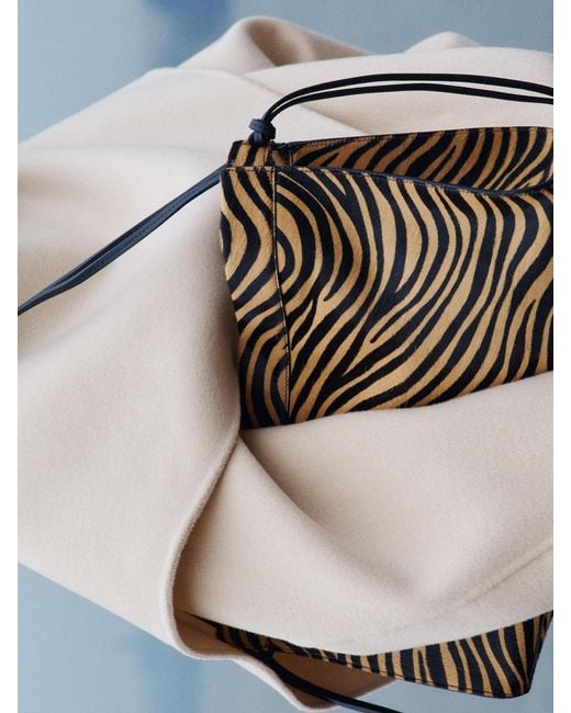 ARKET Natural Zebra-Print Leather Shoulder Bag