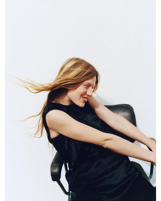 ARKET Black Satin Dress