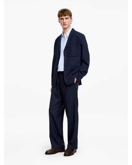 ARKET Blue Wide Hopsack Pull-On Trousers for men
