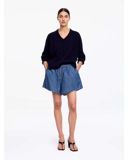 ARKET Blue Denim Pull-On Shorts