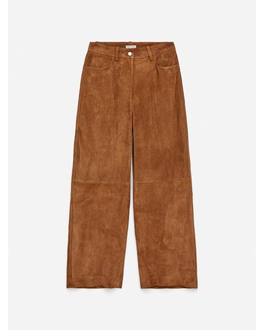 ARKET White Relaxed Suede Trousers