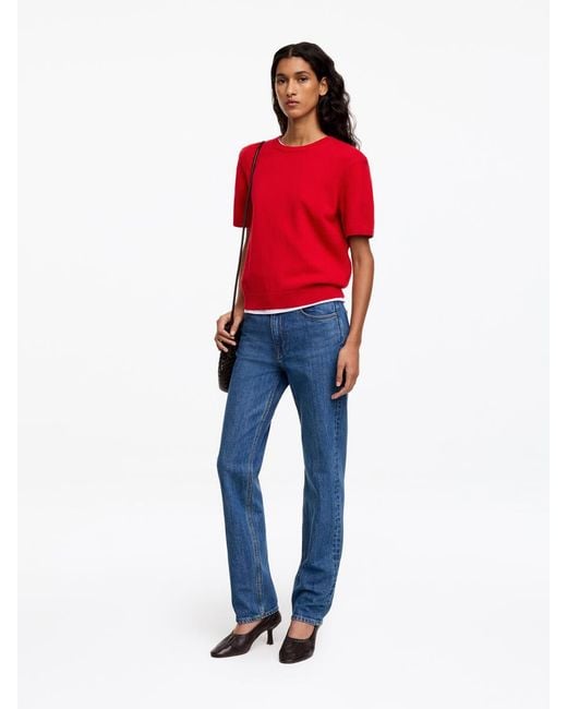 ARKET Red Short-Sleeve Wool-Cotton Jumper