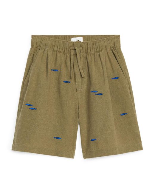 ARKET Green Embroidered Shorts for men
