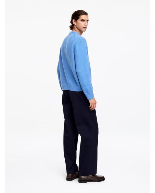 ARKET Blue Knitted Crewneck Jumper for men
