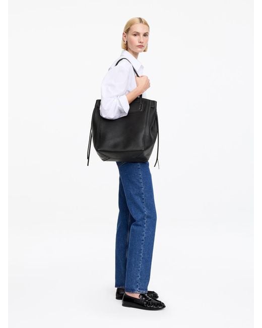 ARKET Black Leather Tote Bag