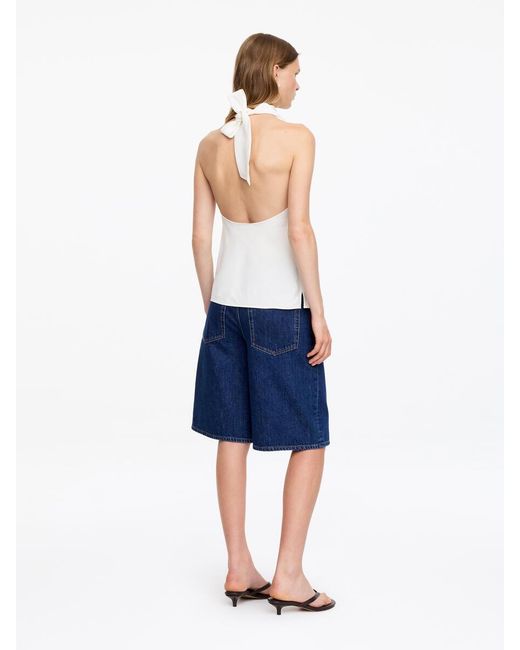 ARKET White Linen Blend Halterneck Top