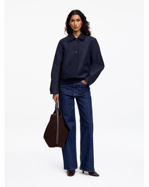 ARKET Blue Lustrous Cotton-Blend Overshirt