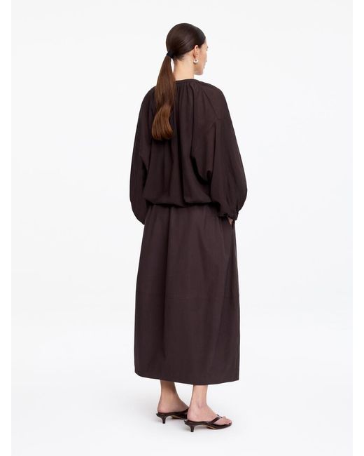 ARKET Brown Crepe Drawstring Blouse