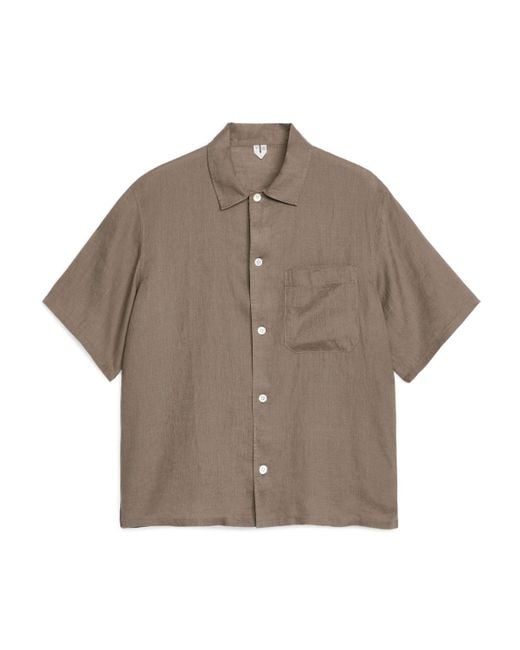 ARKET Brown Linen Resort Shirt for men