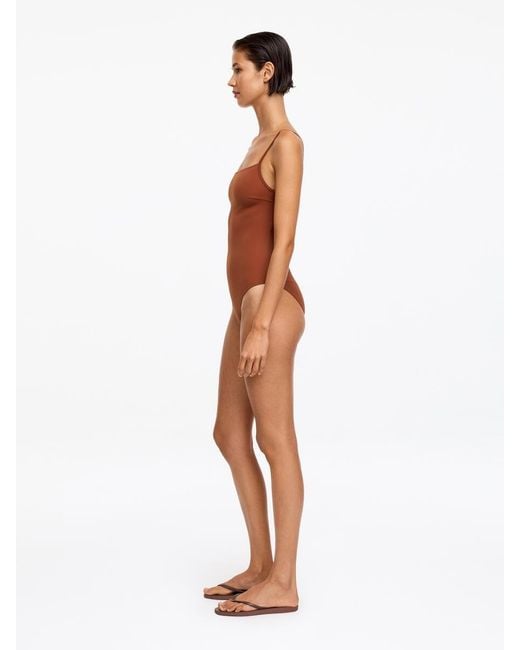ARKET Brown Square-Neck Swimsuit
