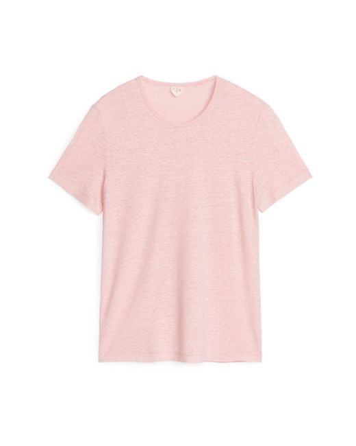ARKET Pink Linen-blend T-shirt