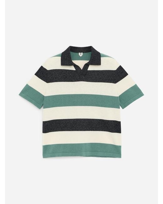 ARKET Green Block-Stripe Polo Shirt for men