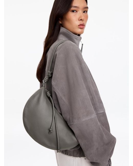 ARKET Gray Crescent Leather Bag