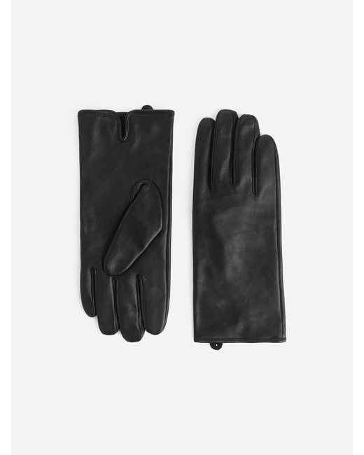 ARKET Black Lined Leather Gloves