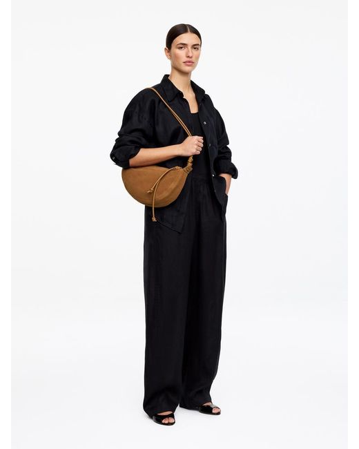 ARKET Black Split Suede Crescent Bag