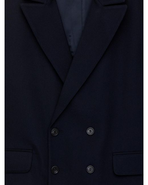 ARKET Blue Double-Breasted Wool Blazer for men