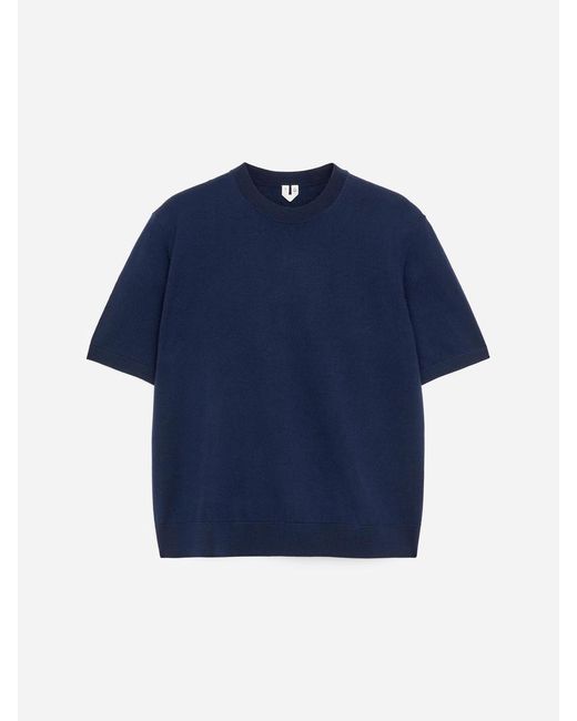 ARKET Blue Knitted Merino Wool T-Shirt