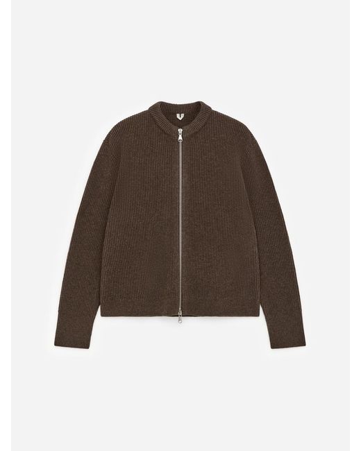 ARKET Brown Wool Zip-Up Cardigan for men