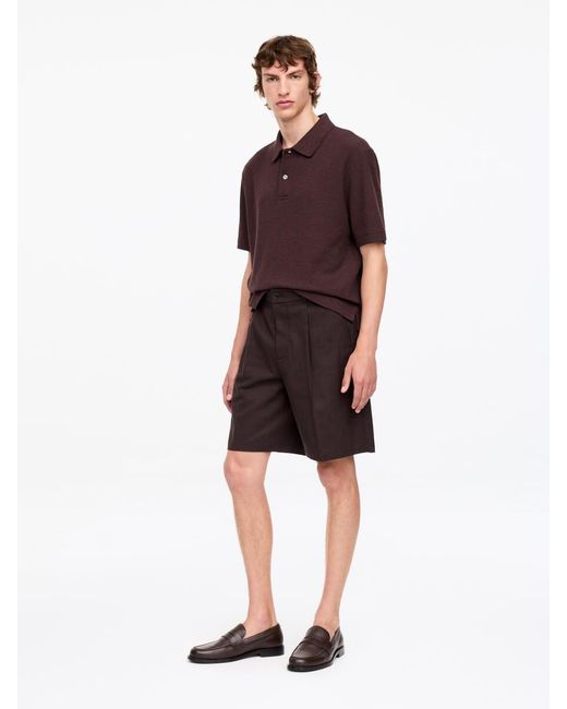 ARKET Red Cotton Linen Polo Shirt for men