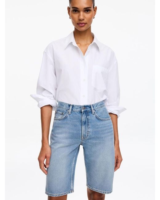 ARKET Blue Narrow Denim Shorts