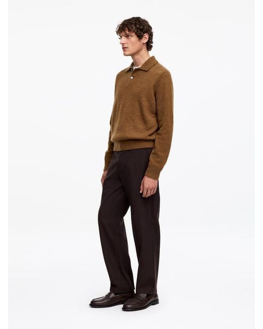 ARKET Brown Knitted Wool Blend Polo Shirt for men