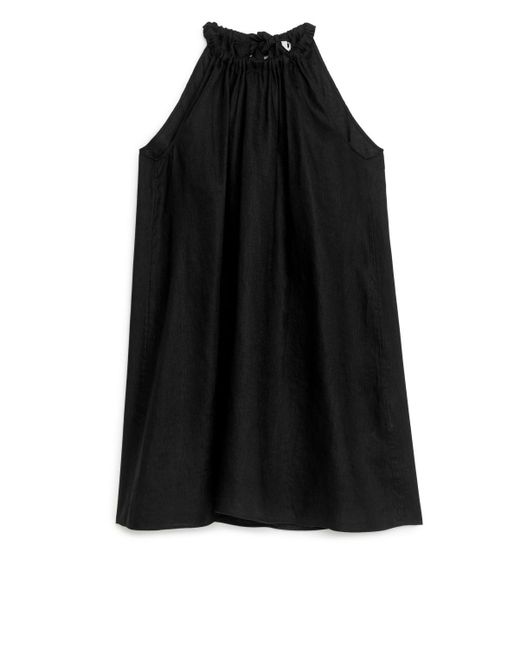 ARKET Black Bow Linen Dress