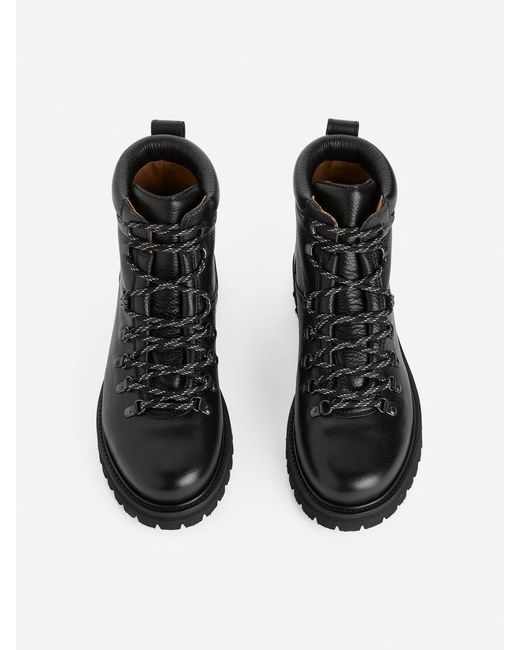 ARKET Black Leather Hiking Boots for men