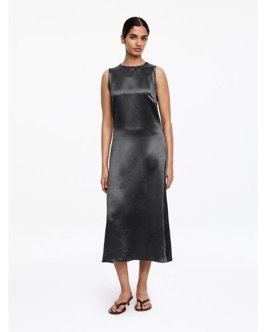 ARKET White Crushed Satin Midi Dress