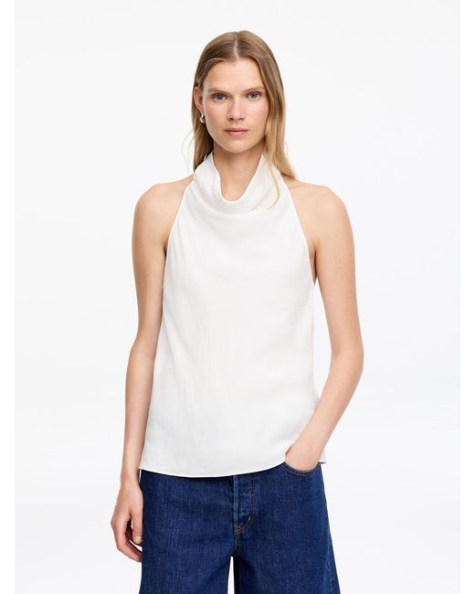 ARKET White Linen Blend Halterneck Top
