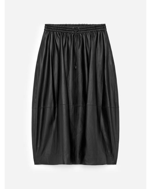 ARKET Black Barrel Leather Skirt