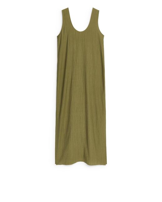 ARKET Green Langes Crinkle-Kleid