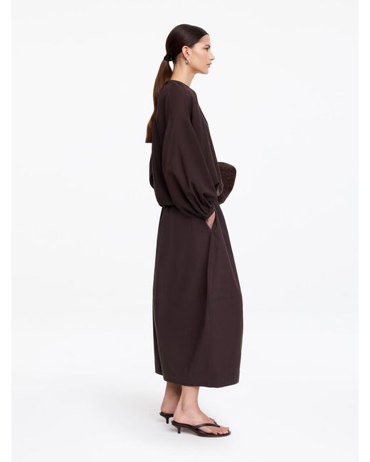 ARKET Brown Crepe Drawstring Blouse