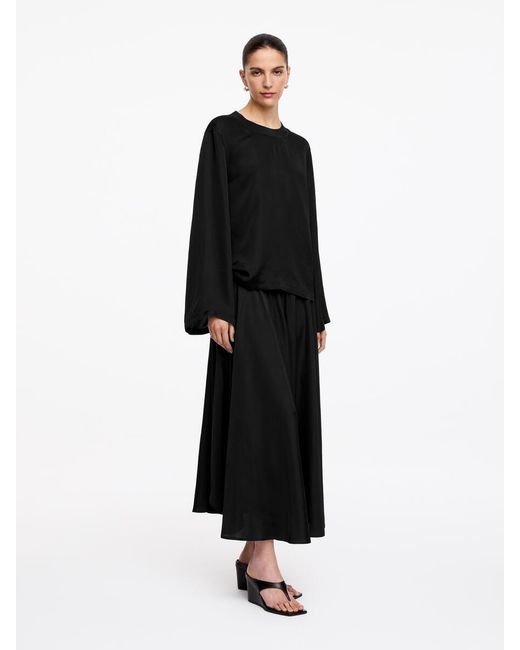 ARKET Black Long-Sleeve Satin Top