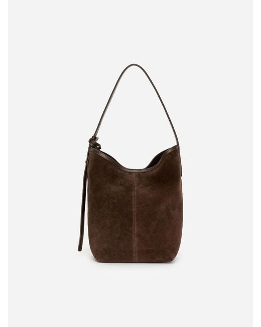 ARKET Blue Split Suede Bucket Tote