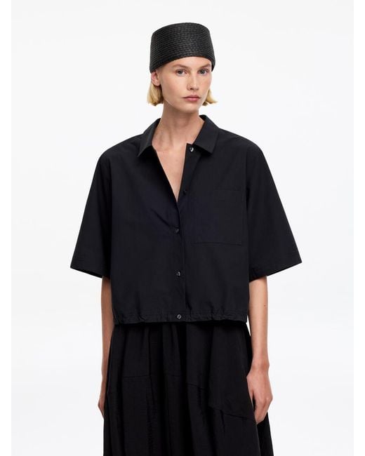 ARKET Black Straw Pillbox Hat