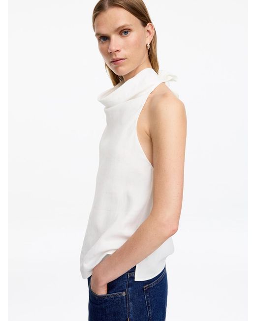 ARKET White Linen Blend Halterneck Top