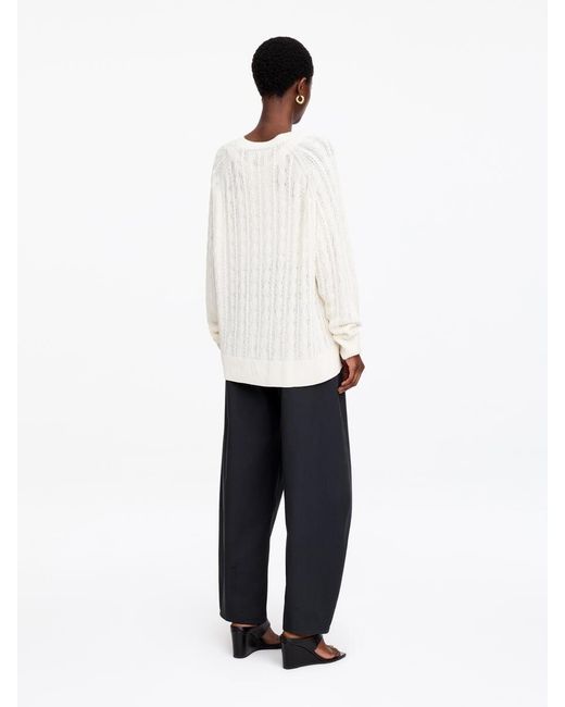 ARKET White Cable-Knit V-Neck Jumper