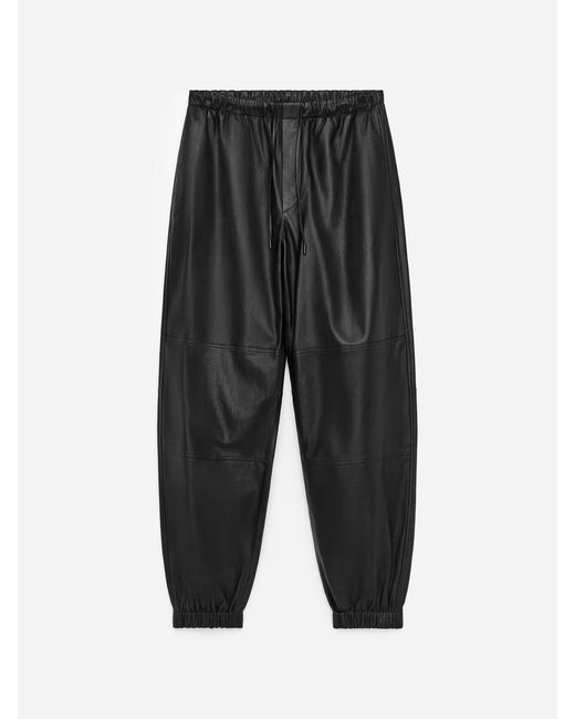 ARKET Black Barrel-Leg Leather Trousers