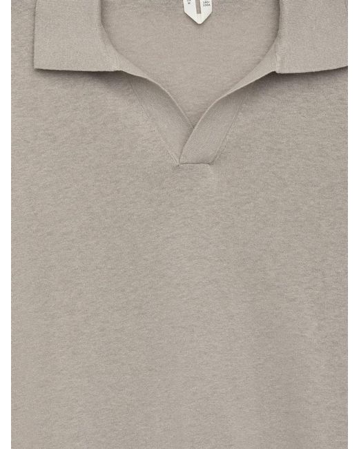 ARKET Gray Cotton Linen Polo Shirt for men