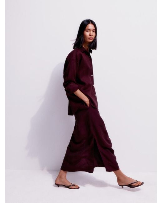 ARKET Red Linen Blend Pull-On Skirt