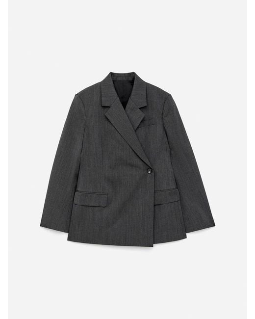 ARKET Gray Wool-Blend Wrap Blazer