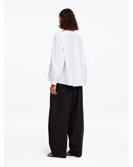 ARKET White Boat-Neck Cotton Blouse